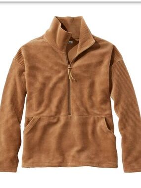LL Bean Corduroy Quarter Zip Pullover Sweater Brown Medium Casual‎ Granola Girl